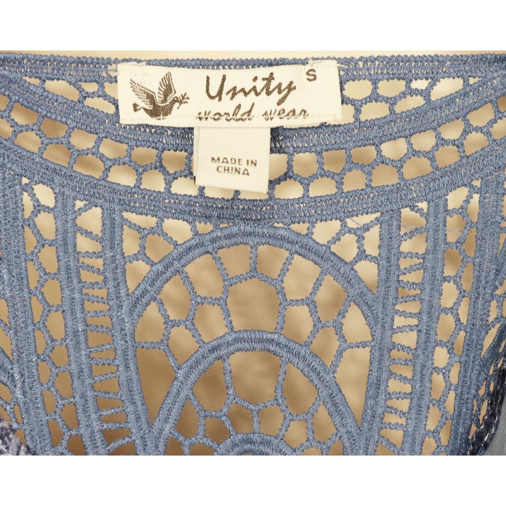 Unity World Wear Womens Sublimation Shirt S Small Blue Lace 3/4 Sleeve Colorful - Picture 9 of 10